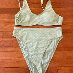 Xhilaration Mint Green Textured Bikini Set, Size XL